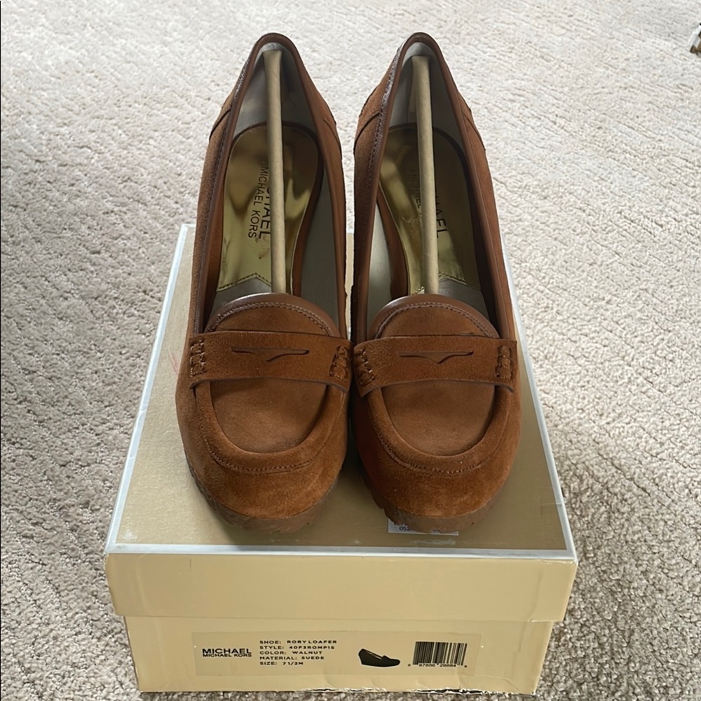 Michael Kors Brown Wedge Classic Loafers